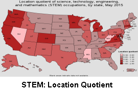 Location Quotient ocupaciones STEM